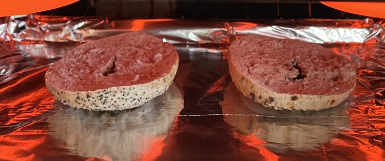 toasting a bagel under the broiler