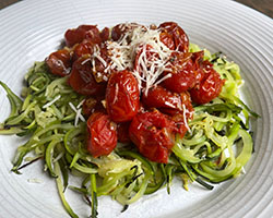 Roasted Cherry Tomato Sauce over zoodles